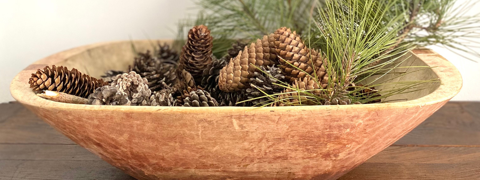 Antique Canadian oblong wood Dough Bowl with original red painted patina