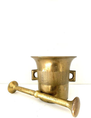 Vintage Solid Brass Mortar & Pestle