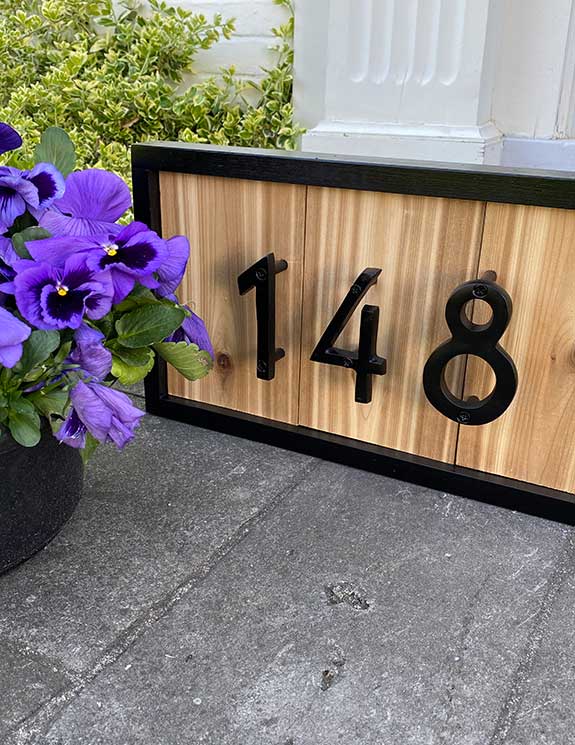 Three Digit Black & Cedar House Numbers