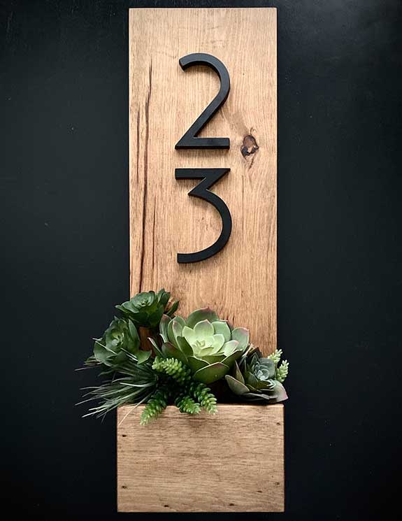 Vertical Planter Box House Numbers