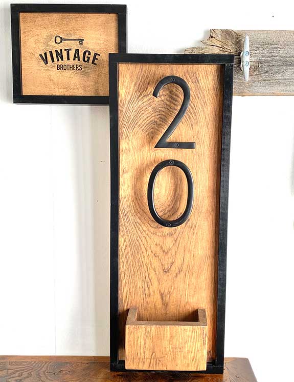 Two Digit Vertical House Numbers With Black Frame