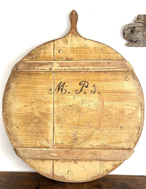 Creamy Painted Monogrammed Antique German Cake Board