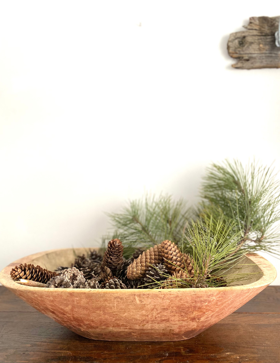 Rimless Dough Bowl With Original Red Patina