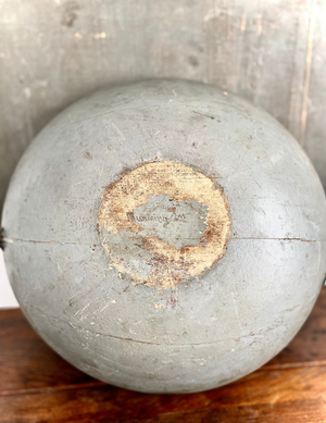 Spectacular Antique Board and Patched Bowl With Blue/Green Patina