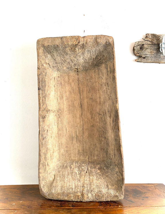 Lovely Unique Rectangular Antique European Dough Bowl