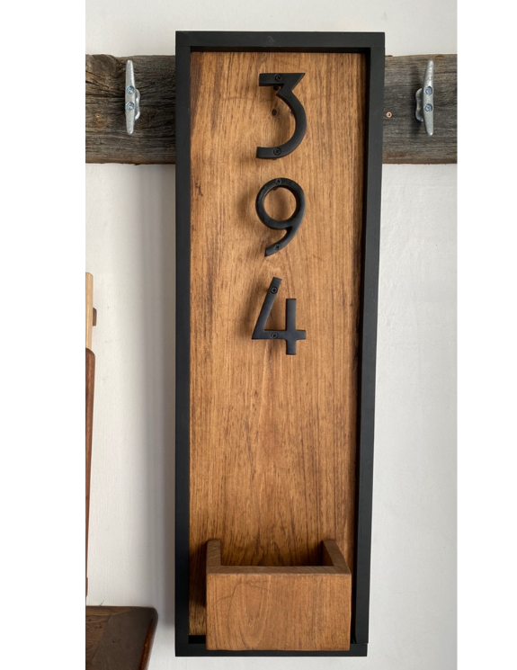 Three Digit Vertical House Numbers With Black Frame