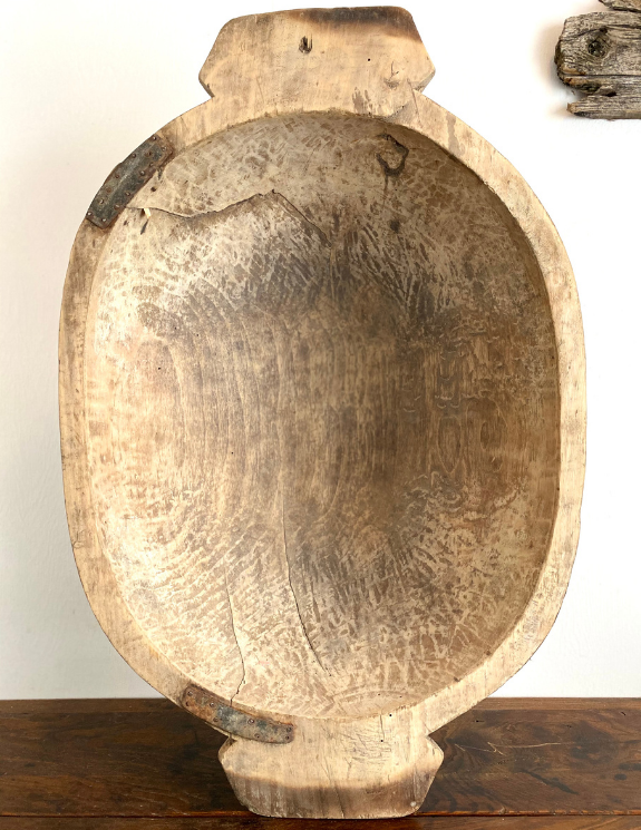 Oval Patched Antique European Dough Bowl