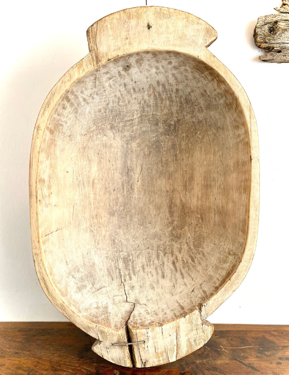Antique Oval Stapled European Dough Bowl