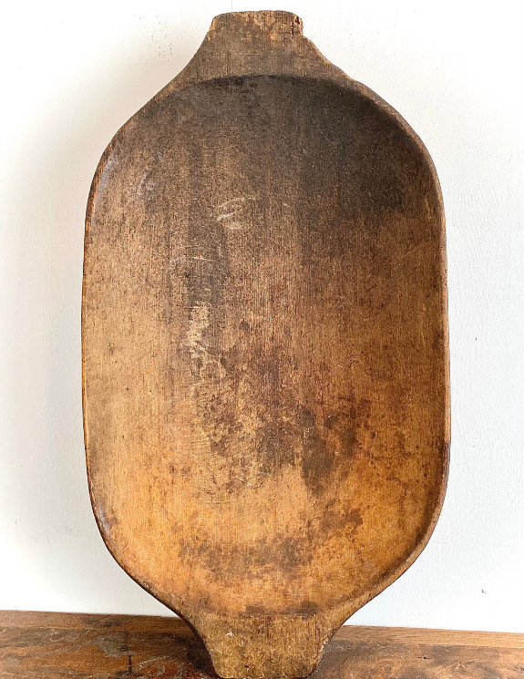 Dark Shallow European Antique Dough Bowl