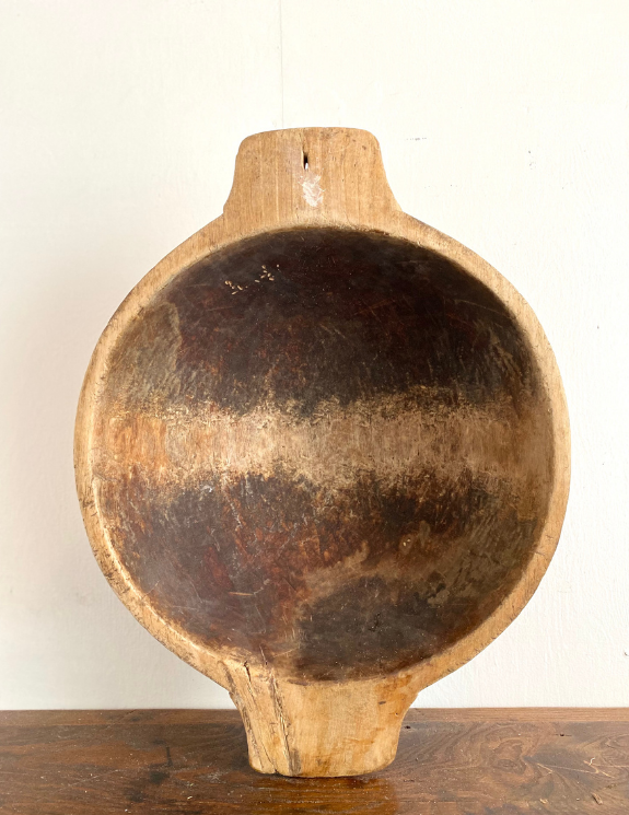 Small Round European Antique Dough Bowl