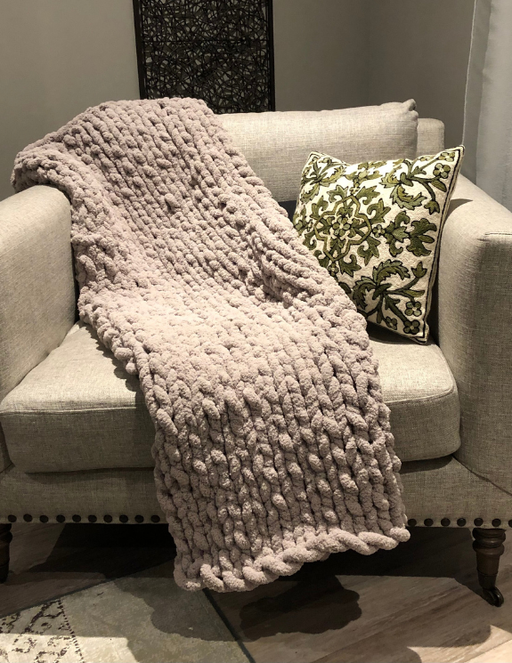 Handmade Knit Cozy Fire Pit Wrap Throw Blanket
