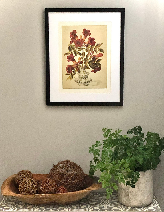 DRAMATIC VINTAGE ITALIAN FLORAL URN PRINT