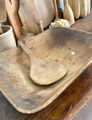 Canadian Antique Dough Bowl With Scoop