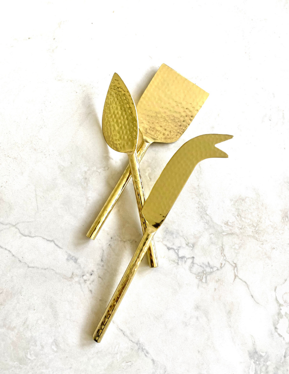 Hammered Gold Gourmet Cheese Knives