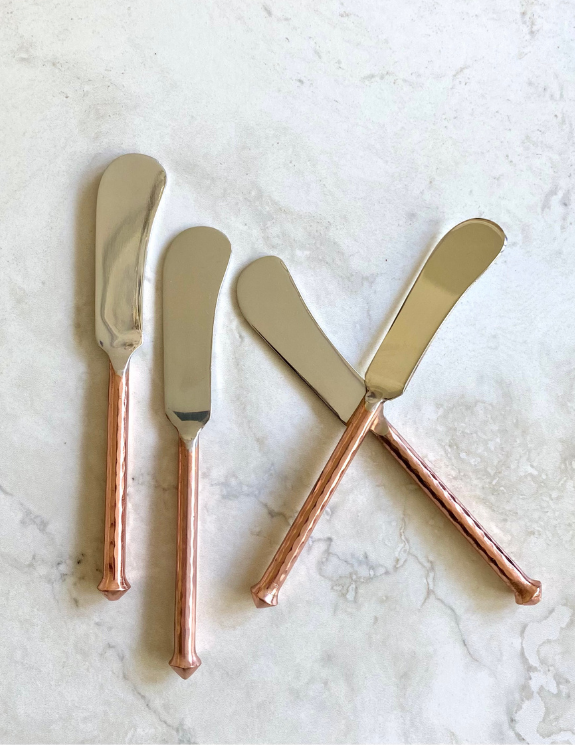 Hammered Steel/Rose Gold Charcuterie Spreaders