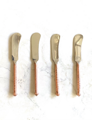Hammered Steel/Rose Gold Charcuterie Spreaders