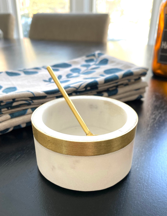 Marble & Brass Bowl - Spoon Included