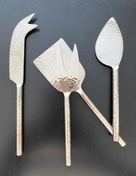 Hammered Silver Charcuterie Knife Set